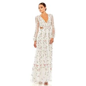 NWT Mac Duggal 70159 Cutout Waist Lace-Up Back Dress Size 14